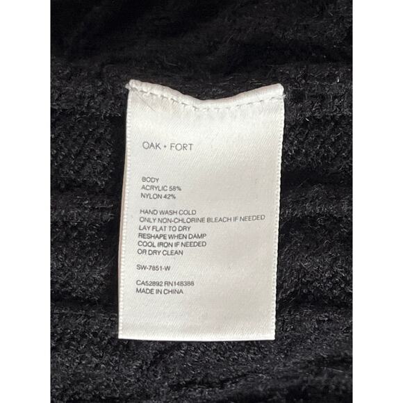 Oak + Fort Black Cable Knit Sweater Vest Size M V-Neck Sleeveless Preppy - Picture 3 of 7